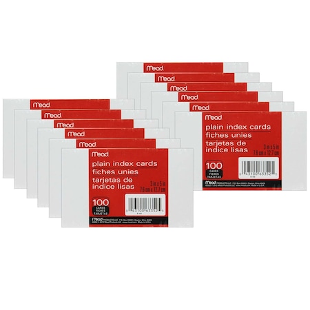 Mead Index Cards, Plain, 3 x 5, PK1200 MEA63352